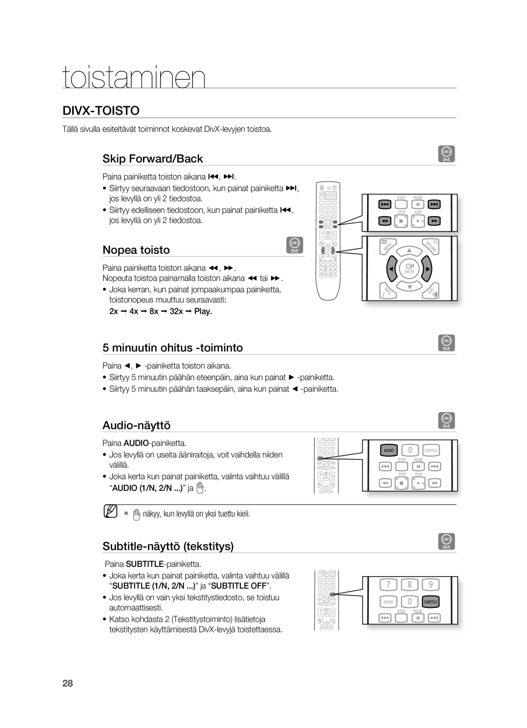 Samsung HT-X620T/XEE manual Divx-Toisto 