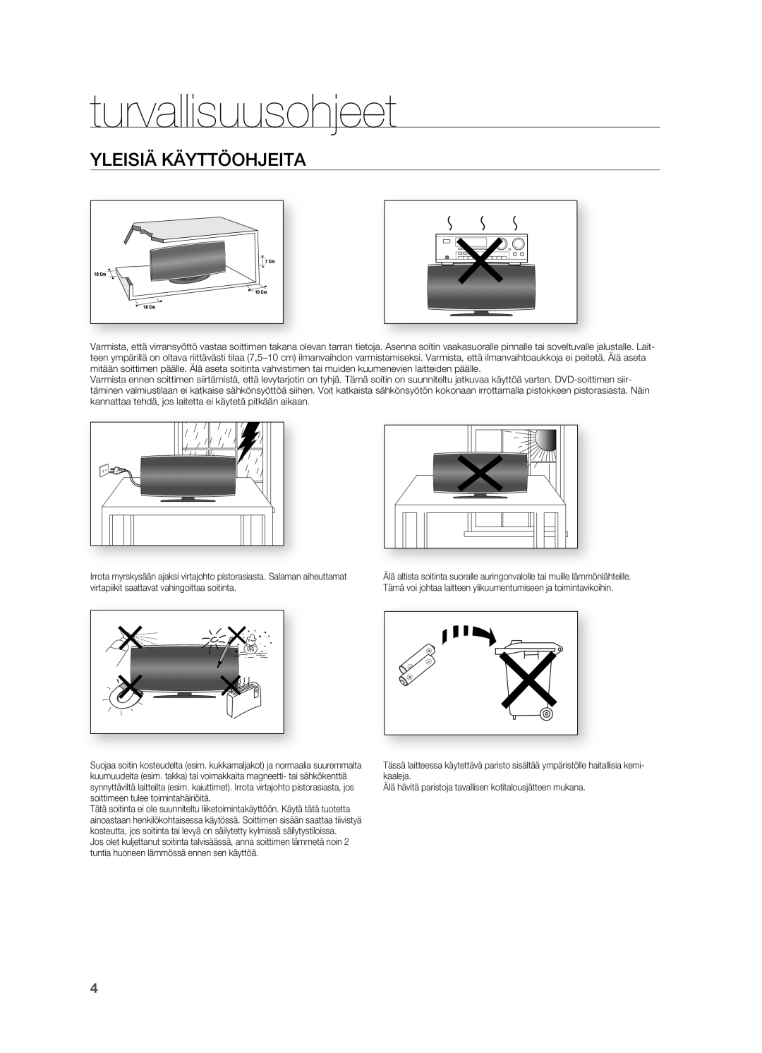 Samsung HT-X620T/XEE manual Yleisiä KÄYTTÖOHjEITA 