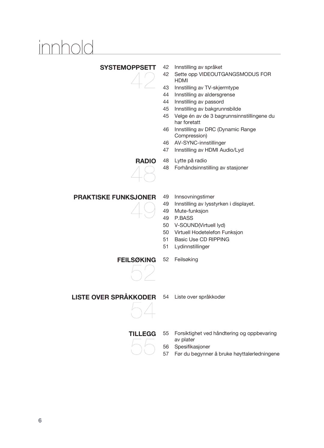 Samsung HT-X620T/XEE manual 49 P.BASS, Feilsøking 