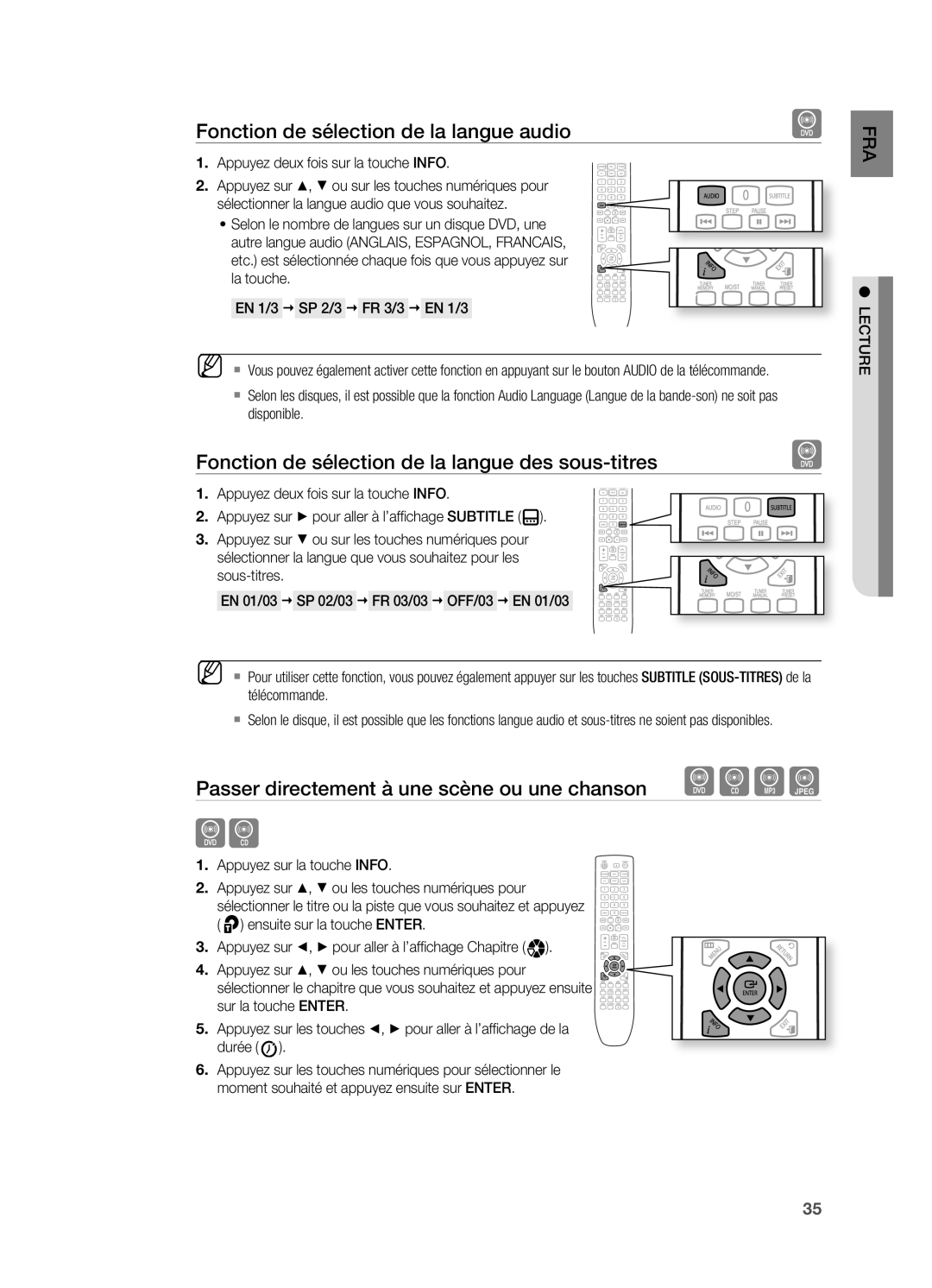 Samsung HT-X620T/XEF manual Fonction de sélection de la langue audio, Fonction de sélection de la langue des sous-titres 