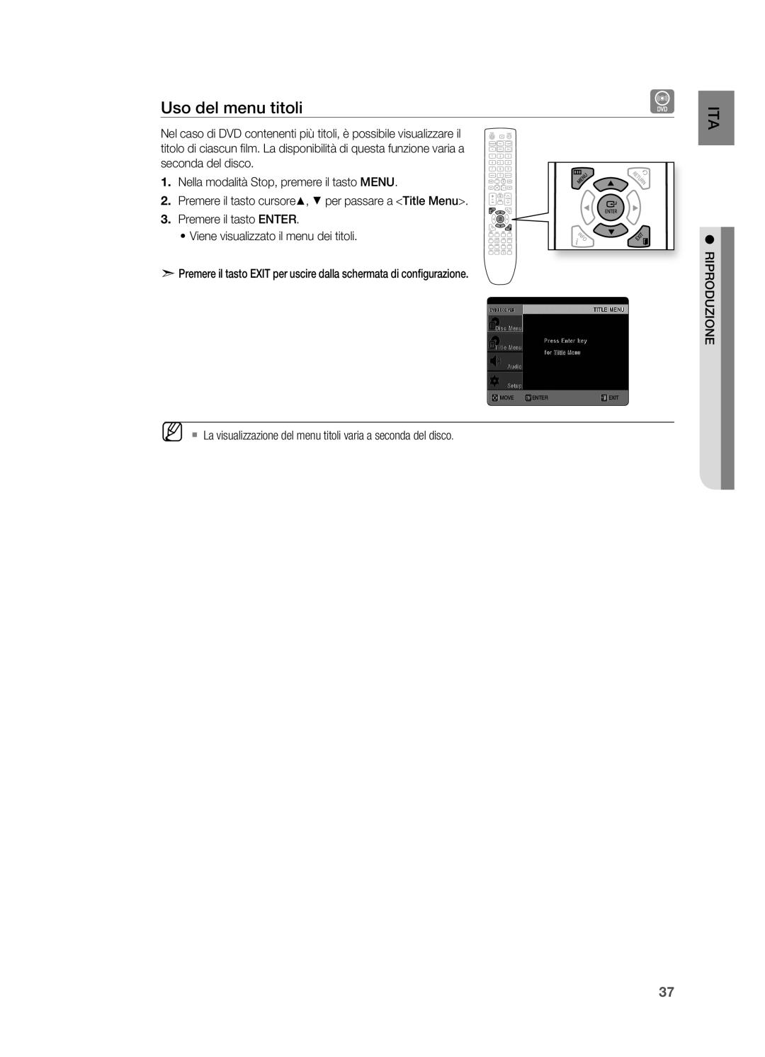 Samsung HT-X620T/XET manual Uso del menu titoli 