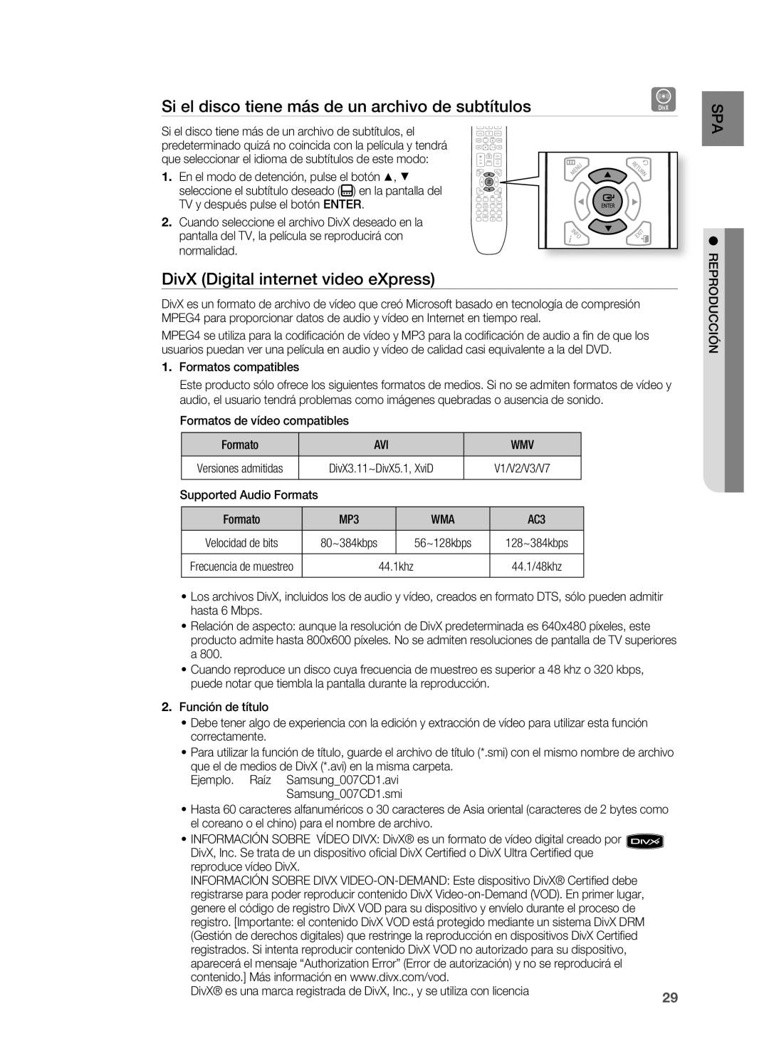 Samsung HT-X620T/XET manual Si el disco tiene más de un archivo de subtítulos, DivX Digital internet video eXpress, Avi Wmv 