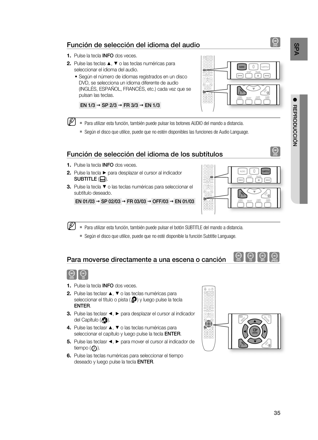 Samsung HT-X620T/XET manual Función de selección del idioma del audio, Función de selección del idioma de los subtítulos 