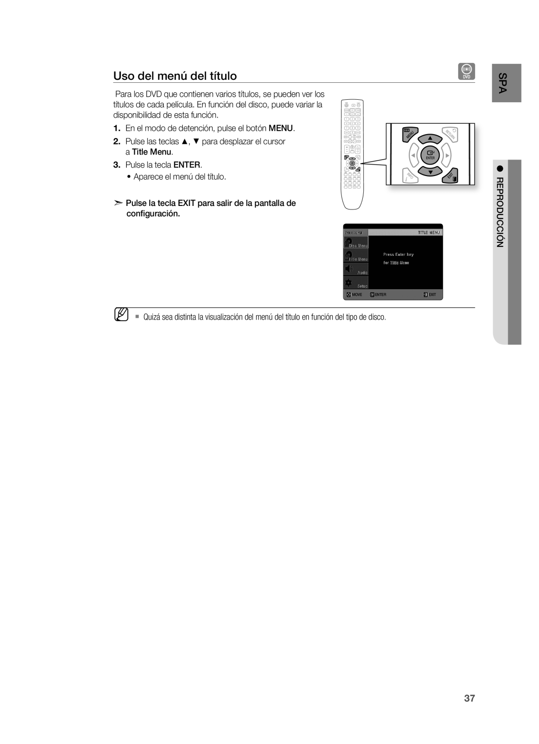 Samsung HT-X620T/XET manual Uso del menú del título 