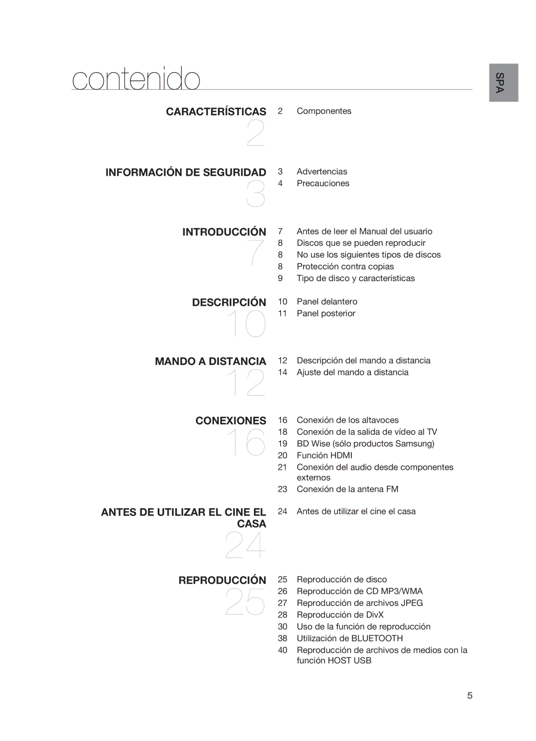 Samsung HT-X620T/XET manual Contenido 