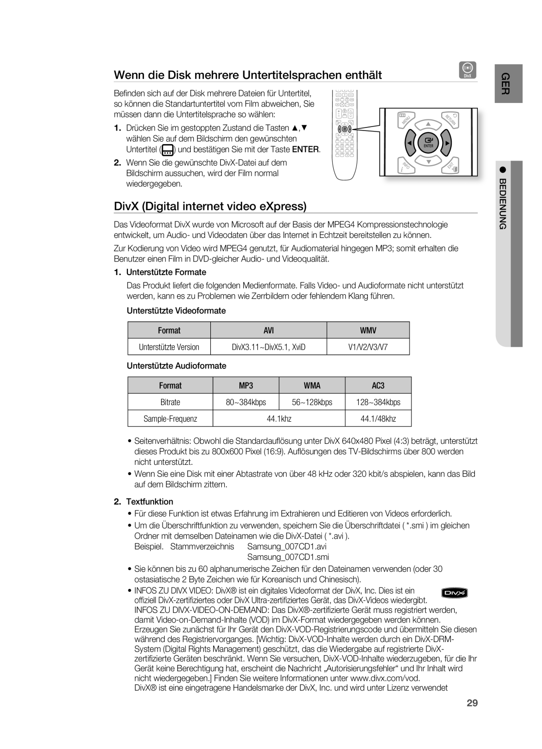 Samsung HT-X622T/XEF manual Wenn die Disk mehrere Untertitelsprachen enthält, DivX Digital internet video eXpress 