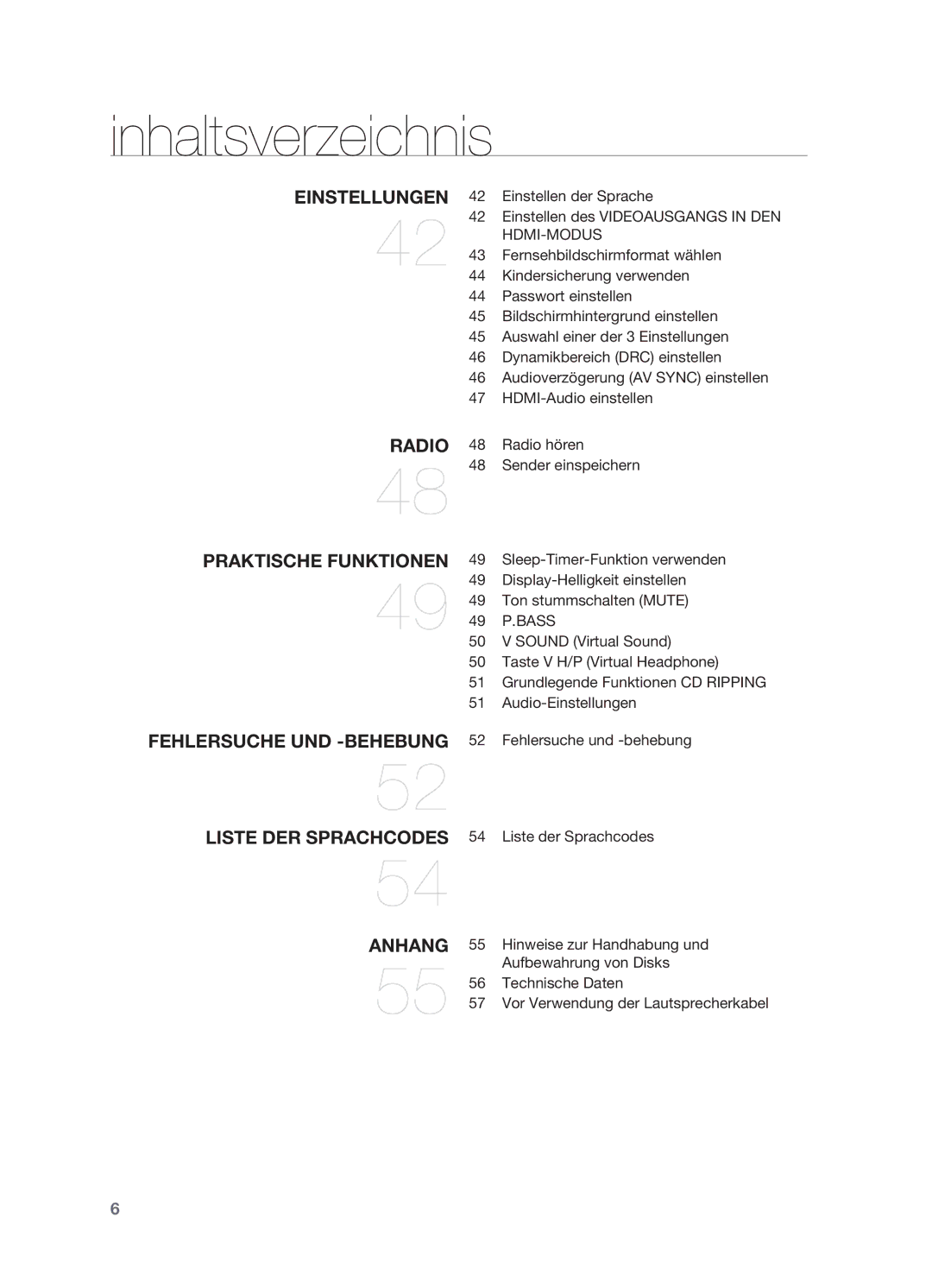 Samsung HT-X622T/XEF manual Radio hören, Fehlersuche und -behebung Liste der Sprachcodes 