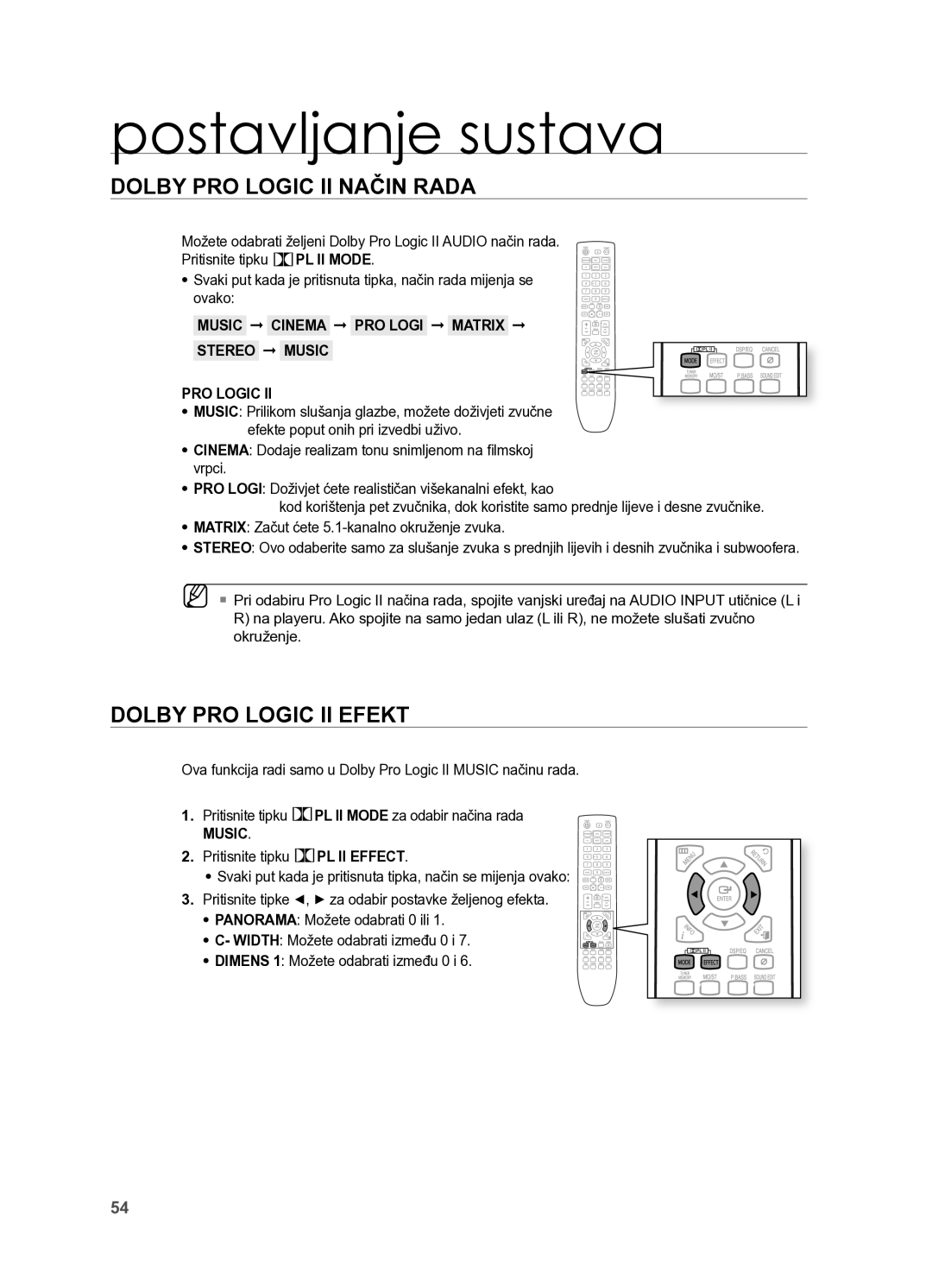 Samsung HT-X625T/EDC, HT-X625T/XEE manual DolBY Pro logIC II nAčIn rADA, Dolby PRO LOgIC II eFeKT 