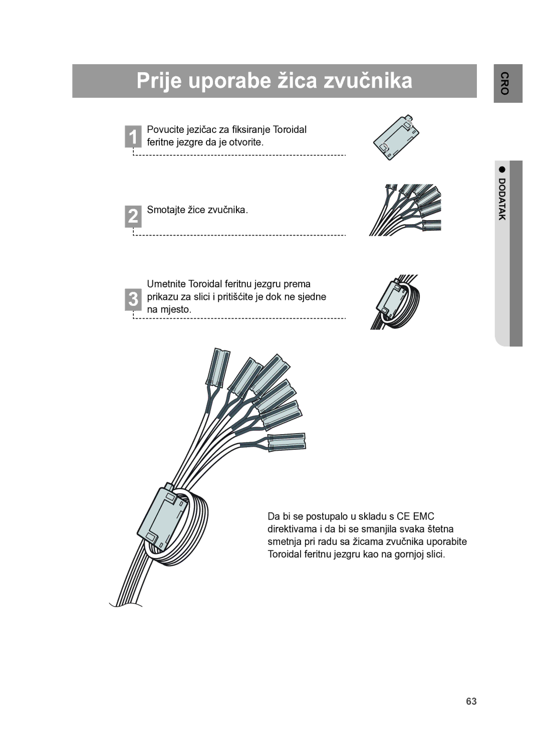 Samsung HT-X625T/XEE, HT-X625T/EDC manual Prije uporabe žica zvučnika 