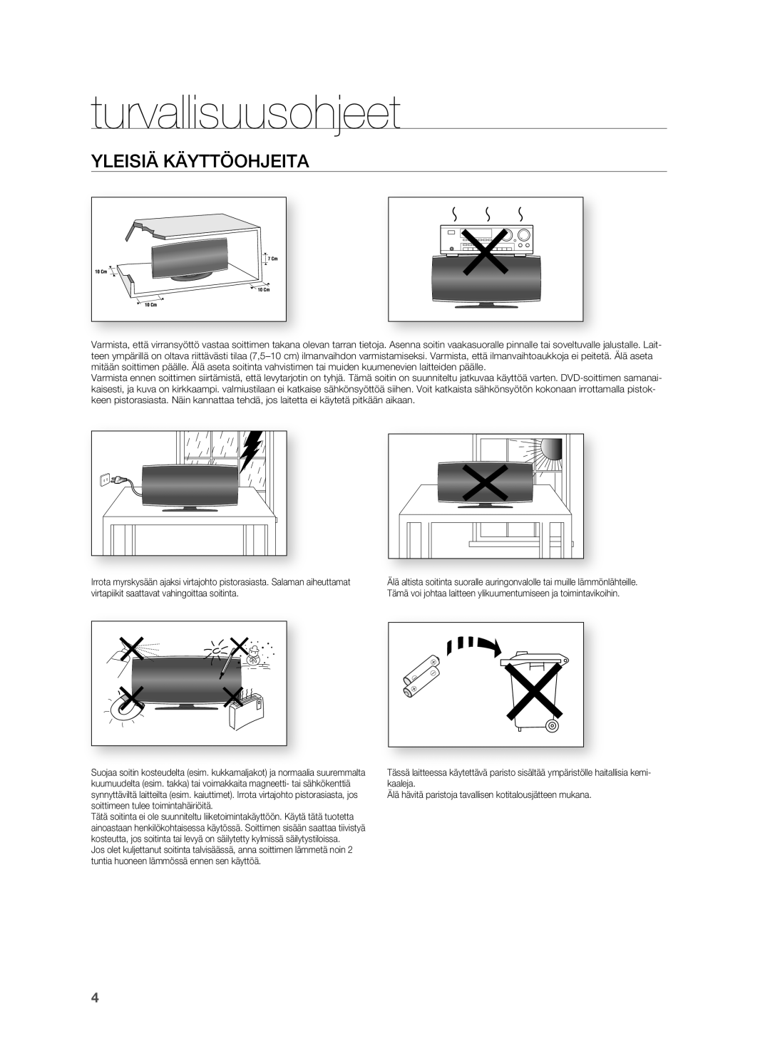 Samsung HT-X625T/XEE manual Yleisiä KÄYTTÖOHjEITA 