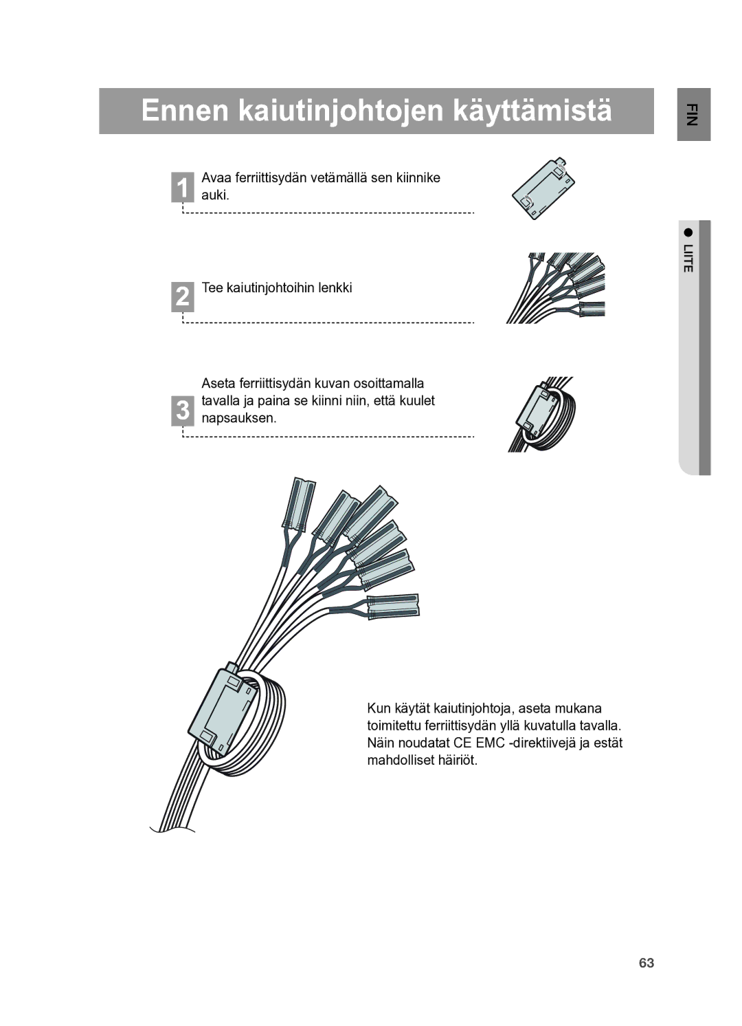 Samsung HT-X625T/XEE manual Ennen kaiutinjohtojen käyttämistä 