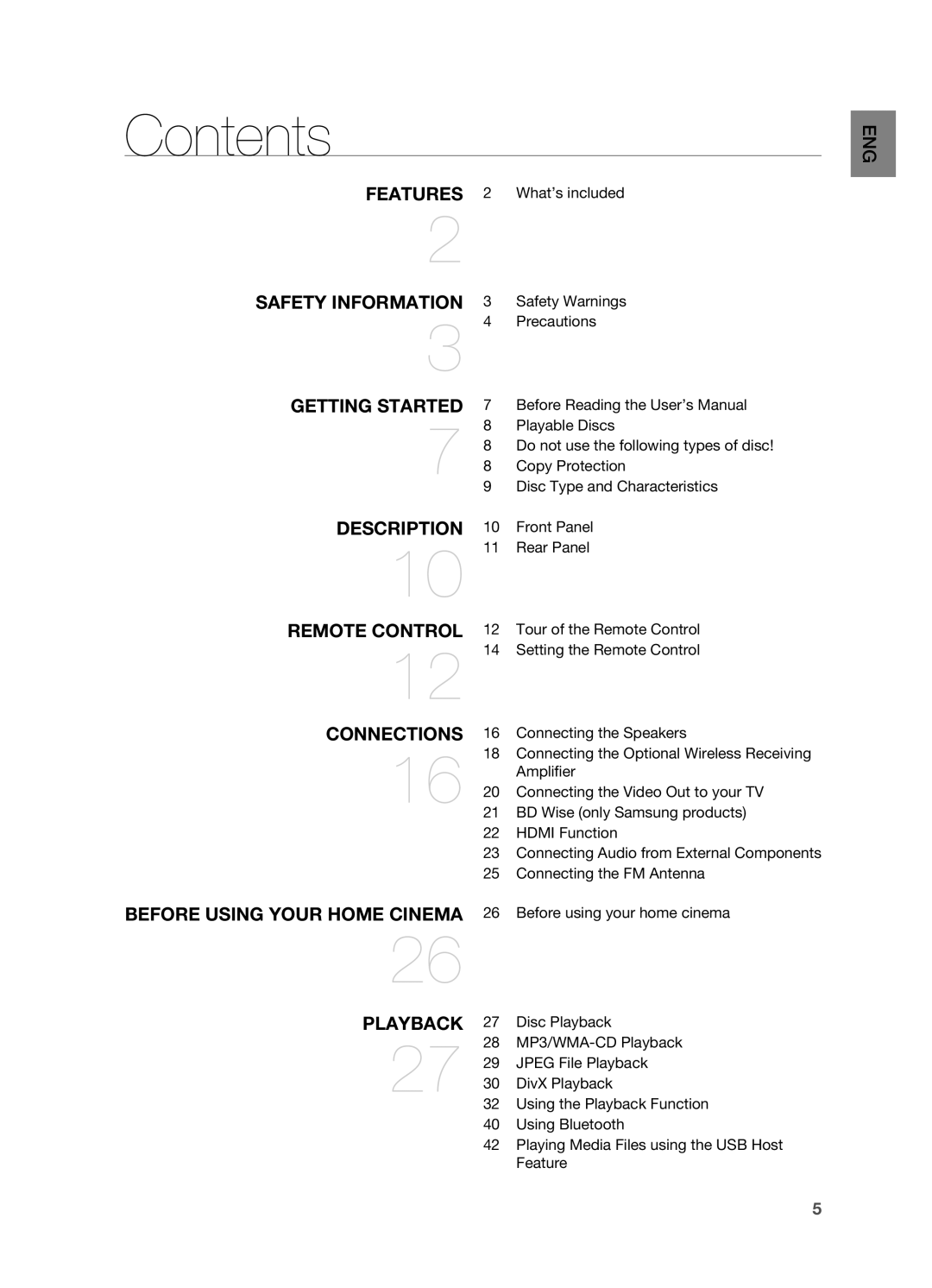 Samsung HT-X625T/XEE, HT-X625T/XET, HT-X625T/EDC manual Contents 