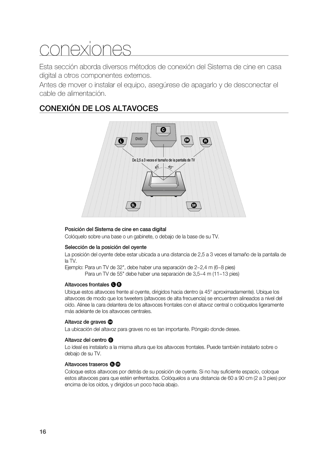 Samsung HT-X625T/XET, HT-X625T/EDC manual Conexiones, Conexión de los altavoces 