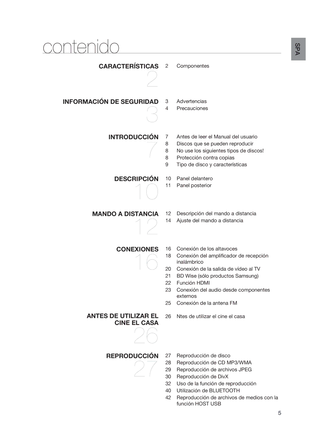 Samsung HT-X625T/EDC, HT-X625T/XET manual Contenido 