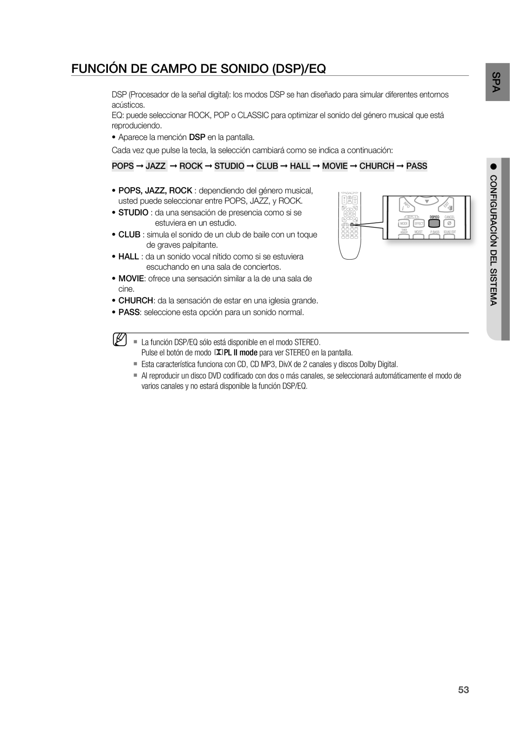 Samsung HT-X625T/EDC, HT-X625T/XET manual Función DE Campo DE Sonido DSP/Eq 