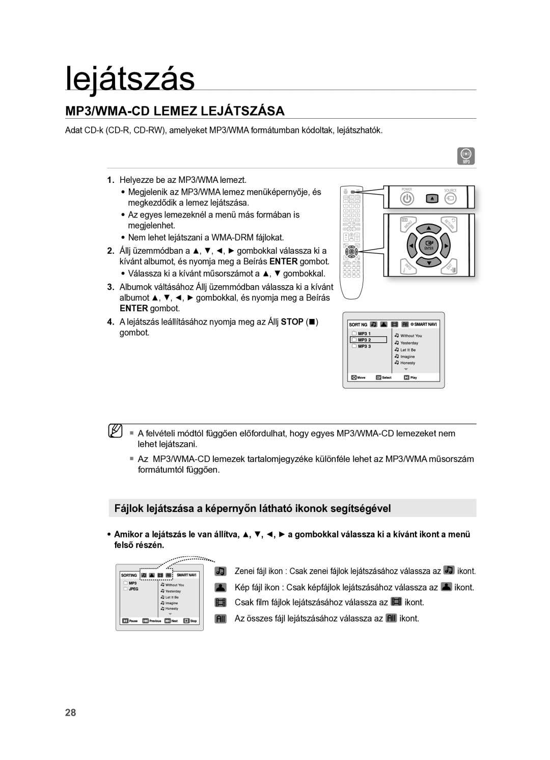 Samsung HT-X625T/XET, HT-X625T/EDC manual MP/WMA-CD LeMez LejáTSzáSA 