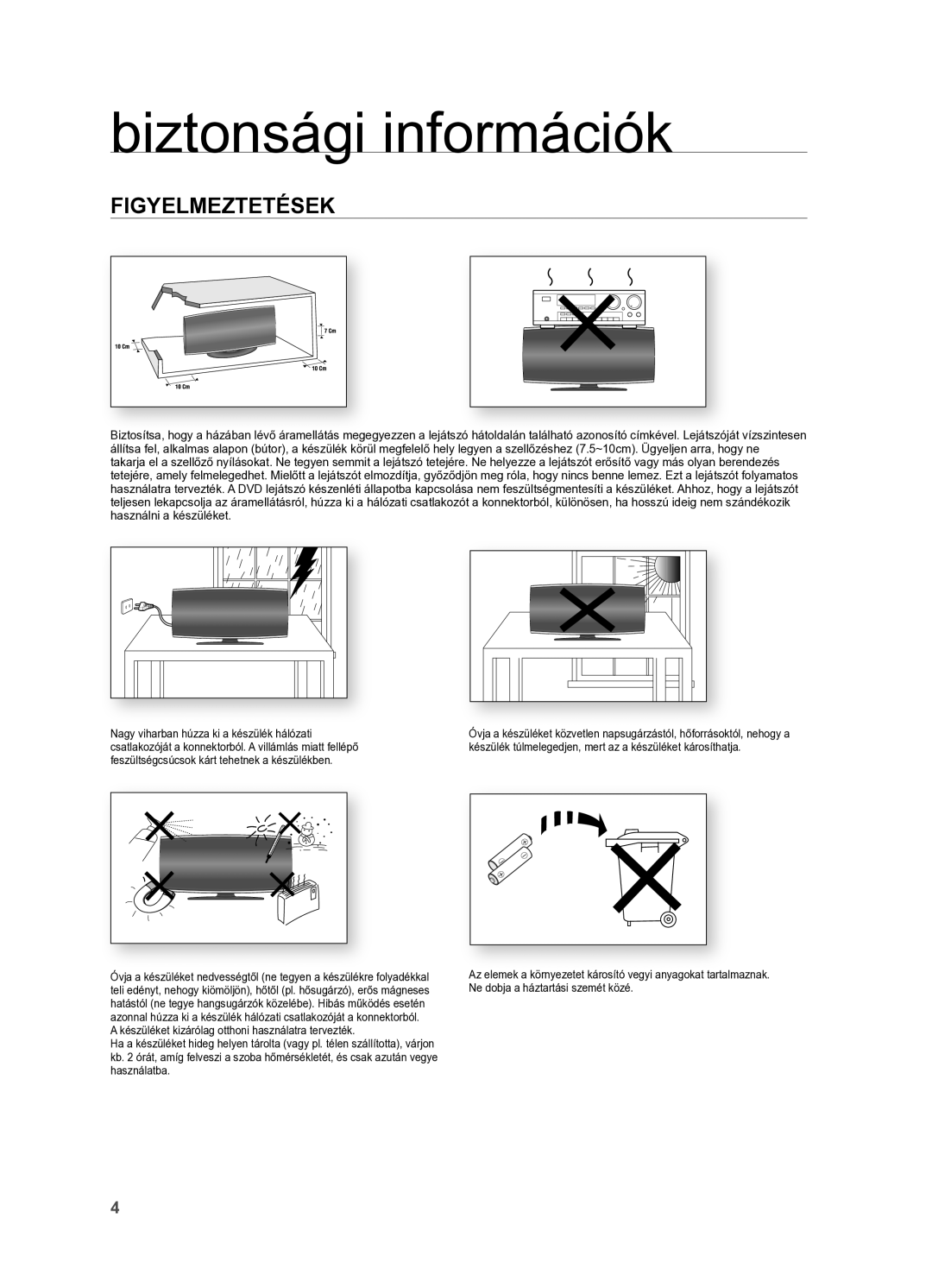 Samsung HT-X625T/XET, HT-X625T/EDC manual FIGYeLMezTeTéSek 