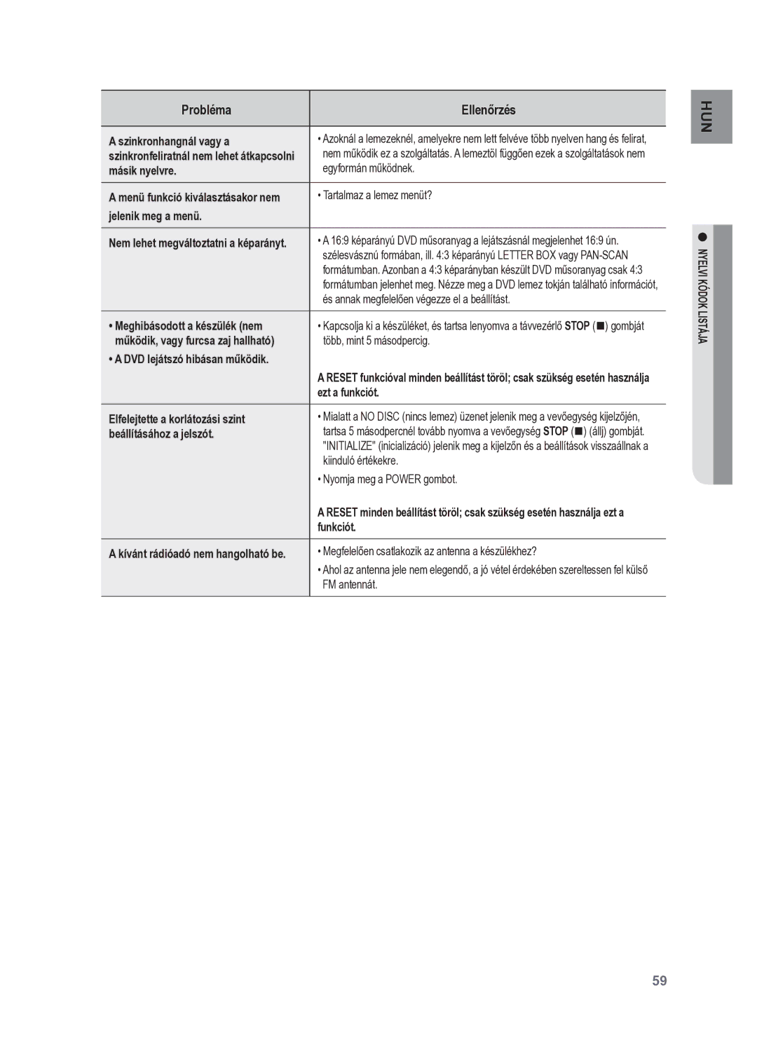 Samsung HT-X625T/EDC manual Szinkronhangnál vagy a, Szinkronfeliratnál nem lehet átkapcsolni, Másik nyelvre, Ezt a funkciót 