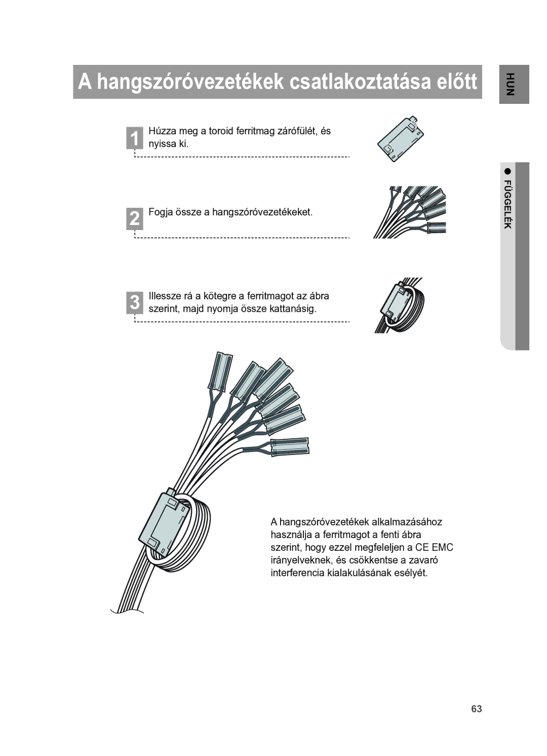 Samsung HT-X625T/EDC, HT-X625T/XET manual Hangszóróvezetékek csatlakoztatása előtt 