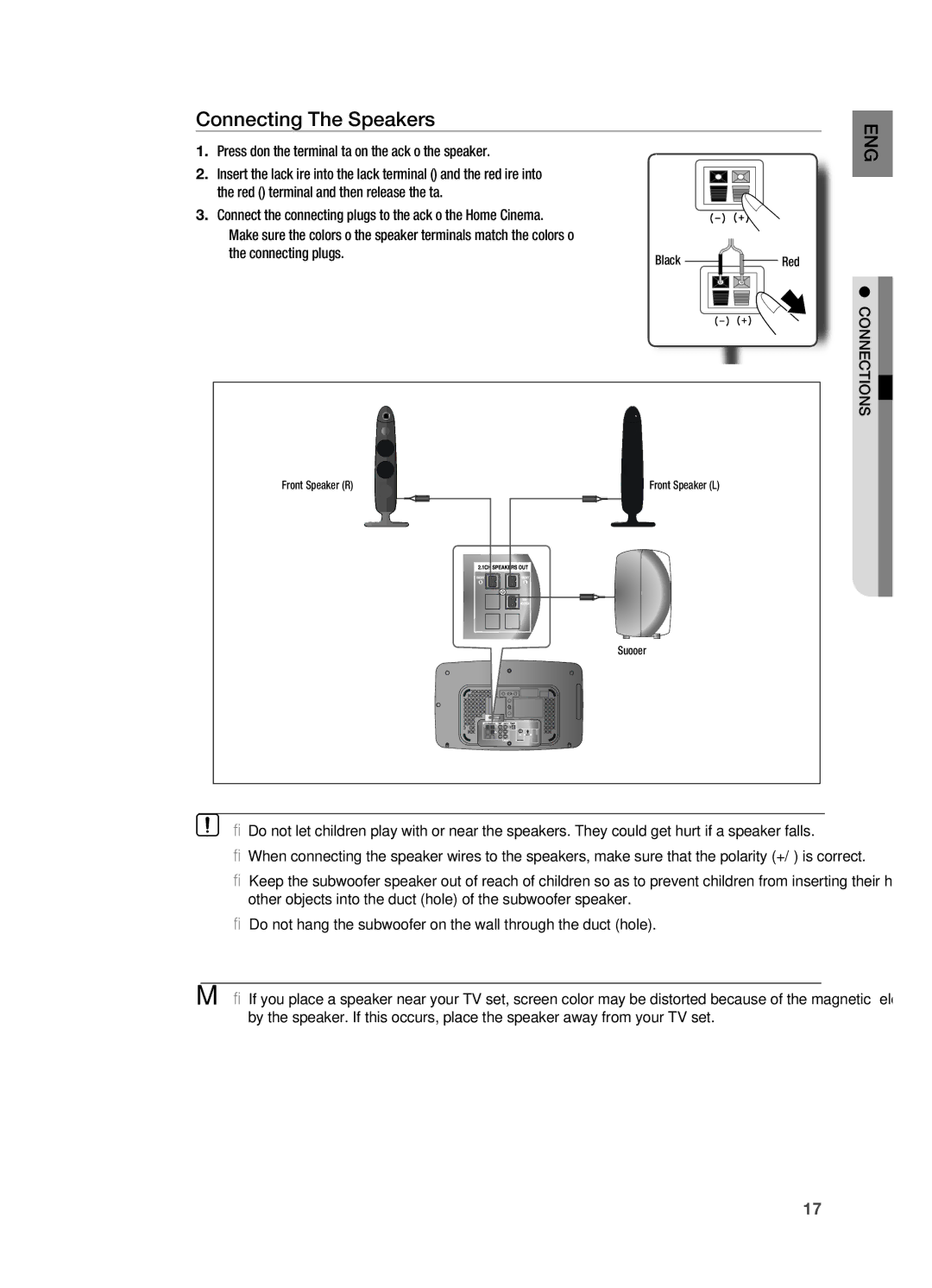 Samsung HT-X710 user manual Connecting The Speakers, Connections 