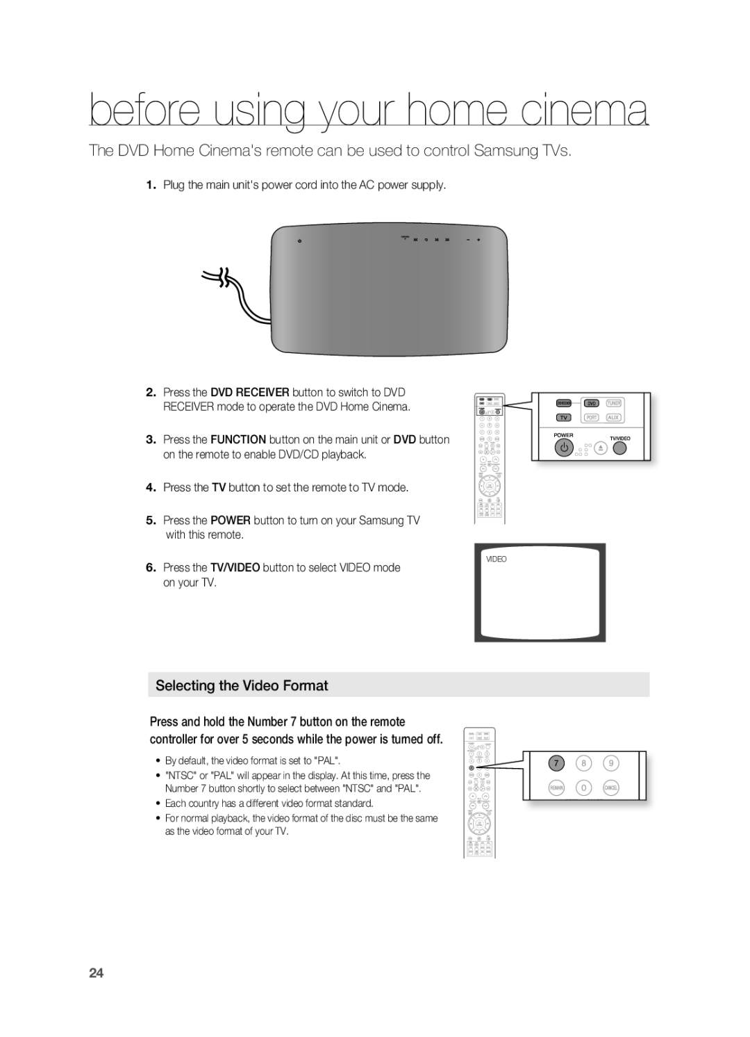 Samsung HT-X710 user manual DVD Home Cinemas remote can be used to control Samsung TVs 