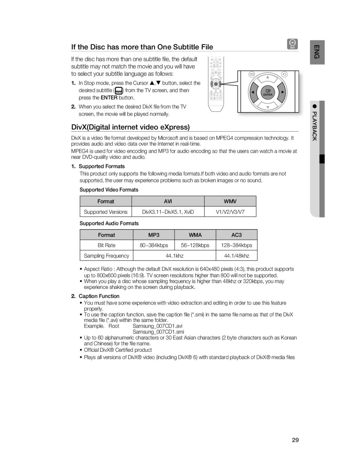 Samsung HT-X710 user manual If the Disc has more than One Subtitle File, DivXDigital internet video eXpress, Avi Wmv, Wma 