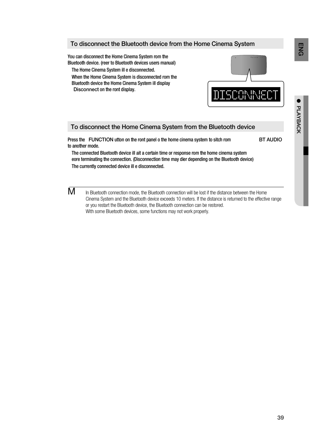 Samsung HT-X710 user manual Disconnect on the front display, ~ The currently connected device will be disconnected 