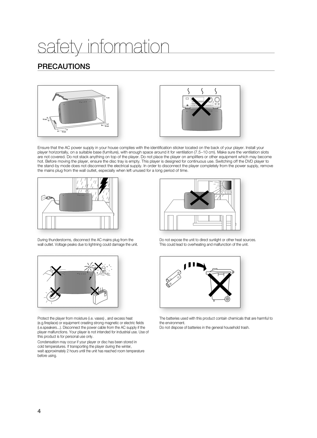 Samsung HT-X710 user manual PrECAUTIONS 