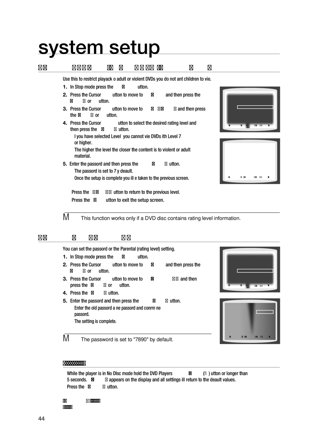 Samsung HT-X710 user manual Setting Parental Controls Rating Level, Setting the Password, Then press the Enter button 