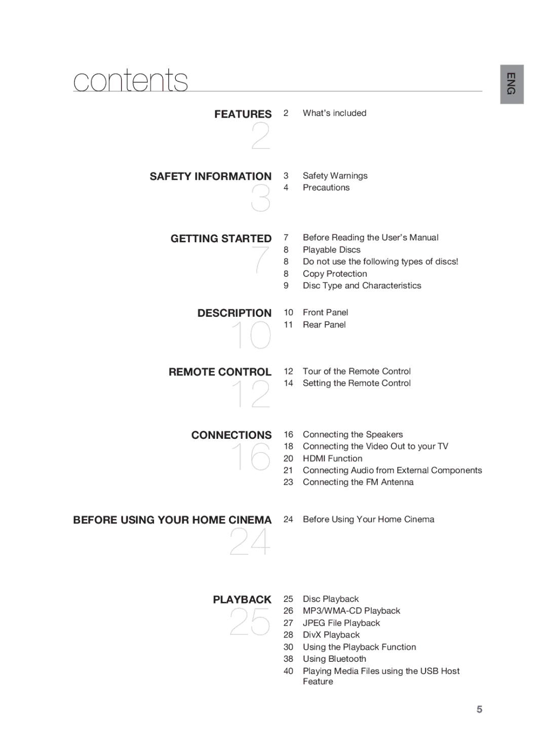 Samsung HT-X710 user manual Contents 