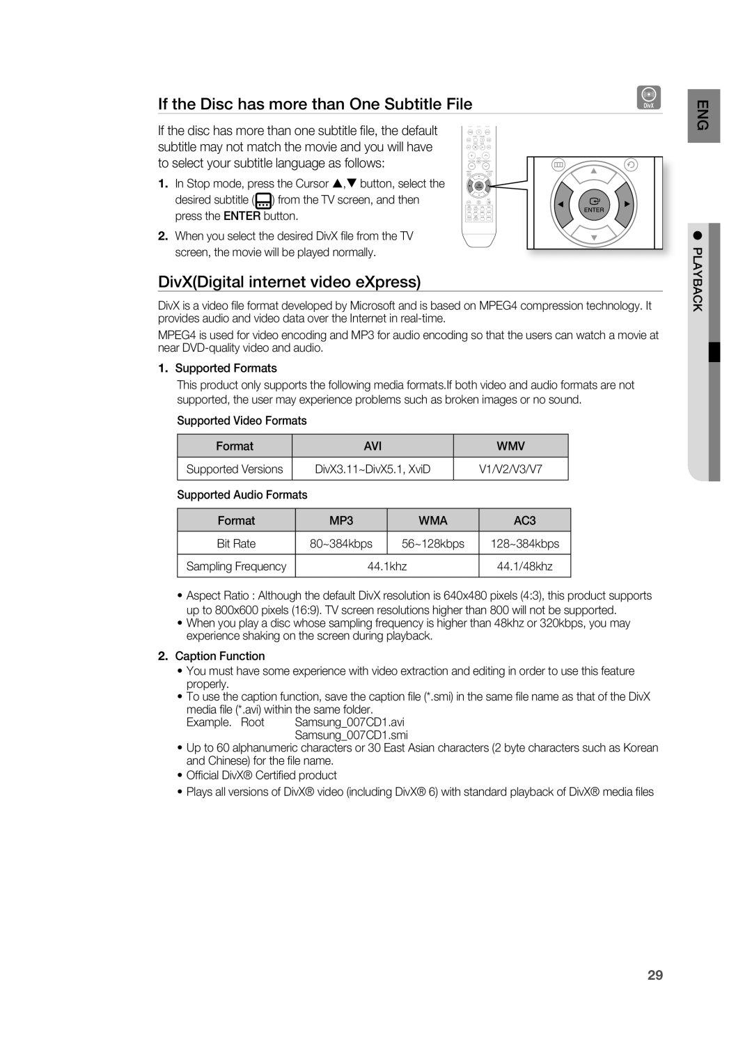 Samsung HT-X710 user manual If the Disc has more than One Subtitle File, DivXDigital internet video eXpress 