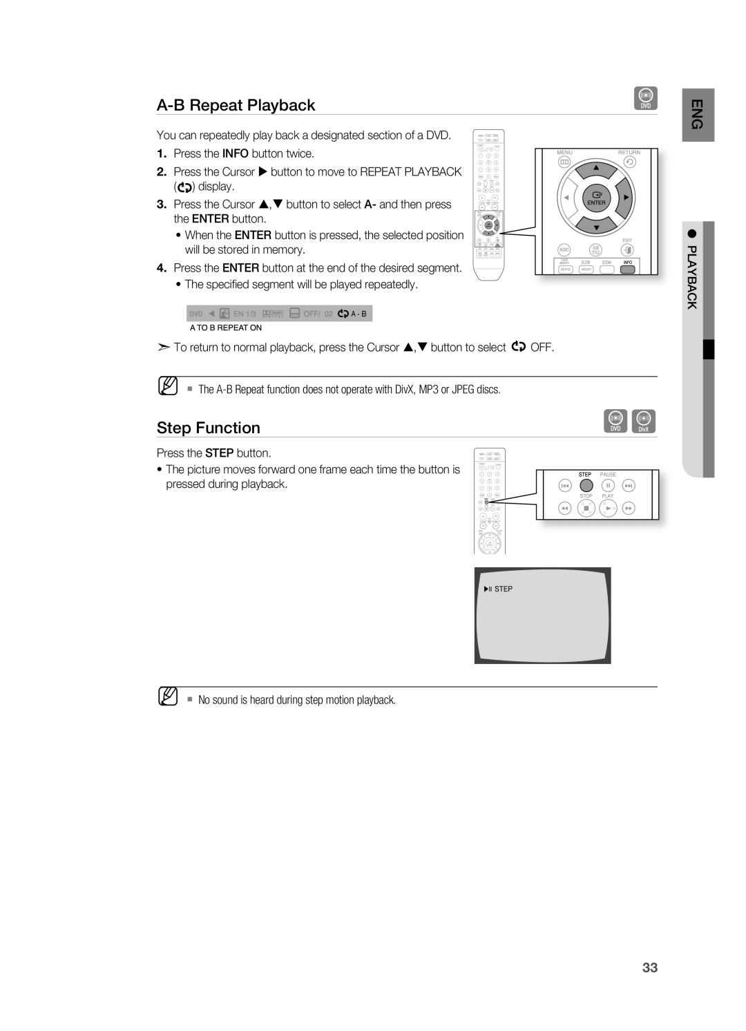 Samsung HT-X710 user manual A-Brepeat Playback, Step Function 