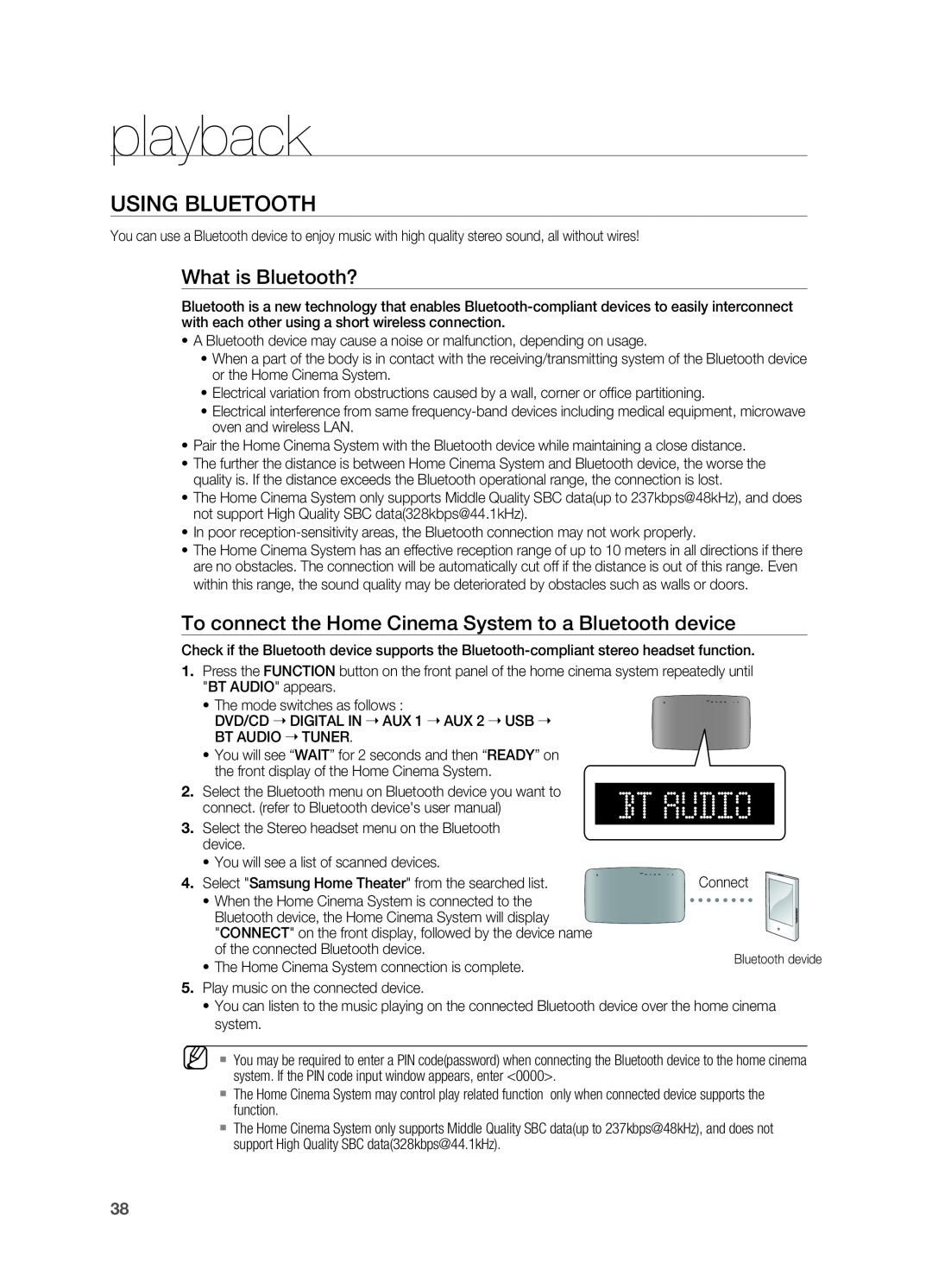 Samsung HT-X710 user manual Using Bluetooth, What is Bluetooth?, playback 