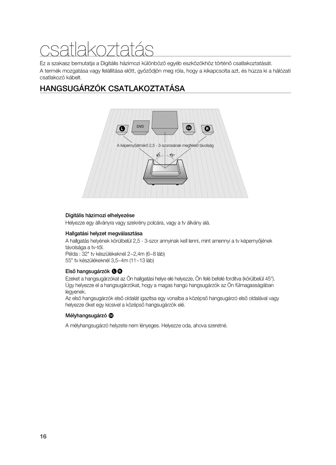 Samsung HT-X710T/XET, HT-X710T/EDC, HT-X710T/XEE manual Csatlakoztatás, Hangsugárzók csatlakoztatása 