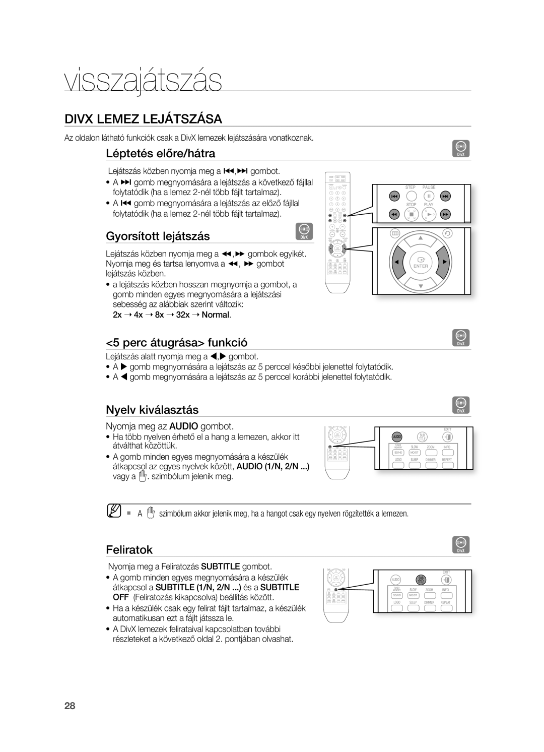 Samsung HT-X710T/XET, HT-X710T/EDC, HT-X710T/XEE manual Divx LEMEz LEjáTSzáSA 