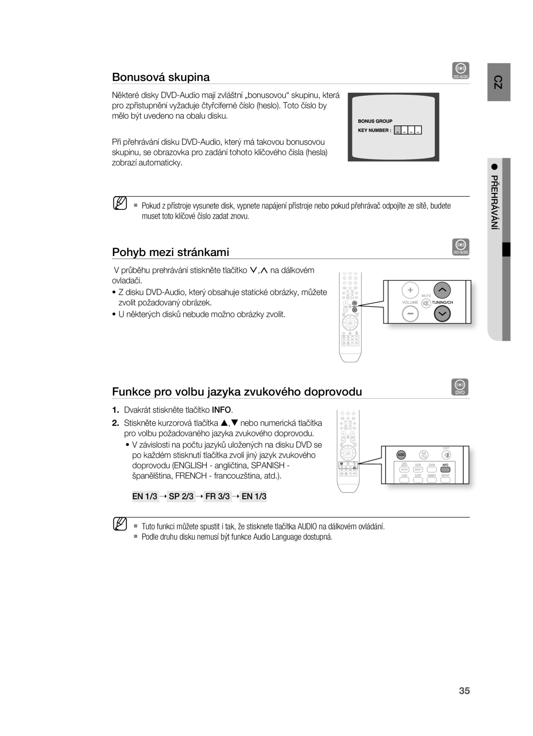 Samsung HT-X710T/EDC manual Funkce pro volbu jazyka zvukového doprovodu, Dvakrát stiskněte tlačítko Info 