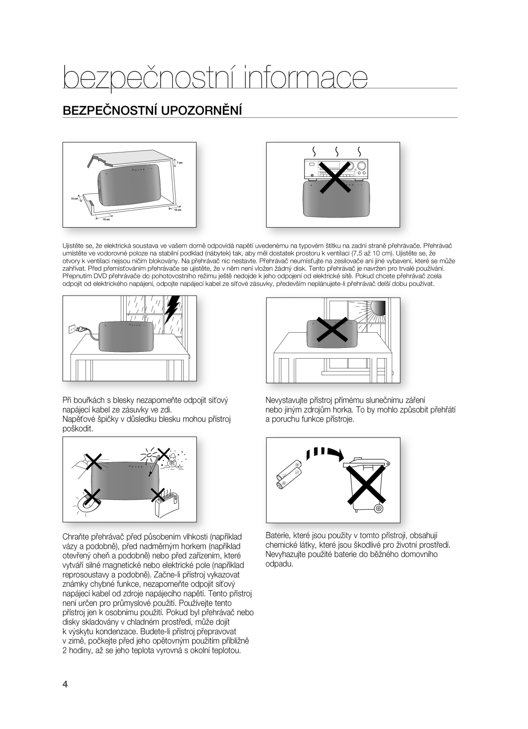 Samsung HT-X710T/EDC manual Bezpečnostní UPOZOrNĚNÍ, Výskytu kondenzace. Budete-li přístroj přepravovat 