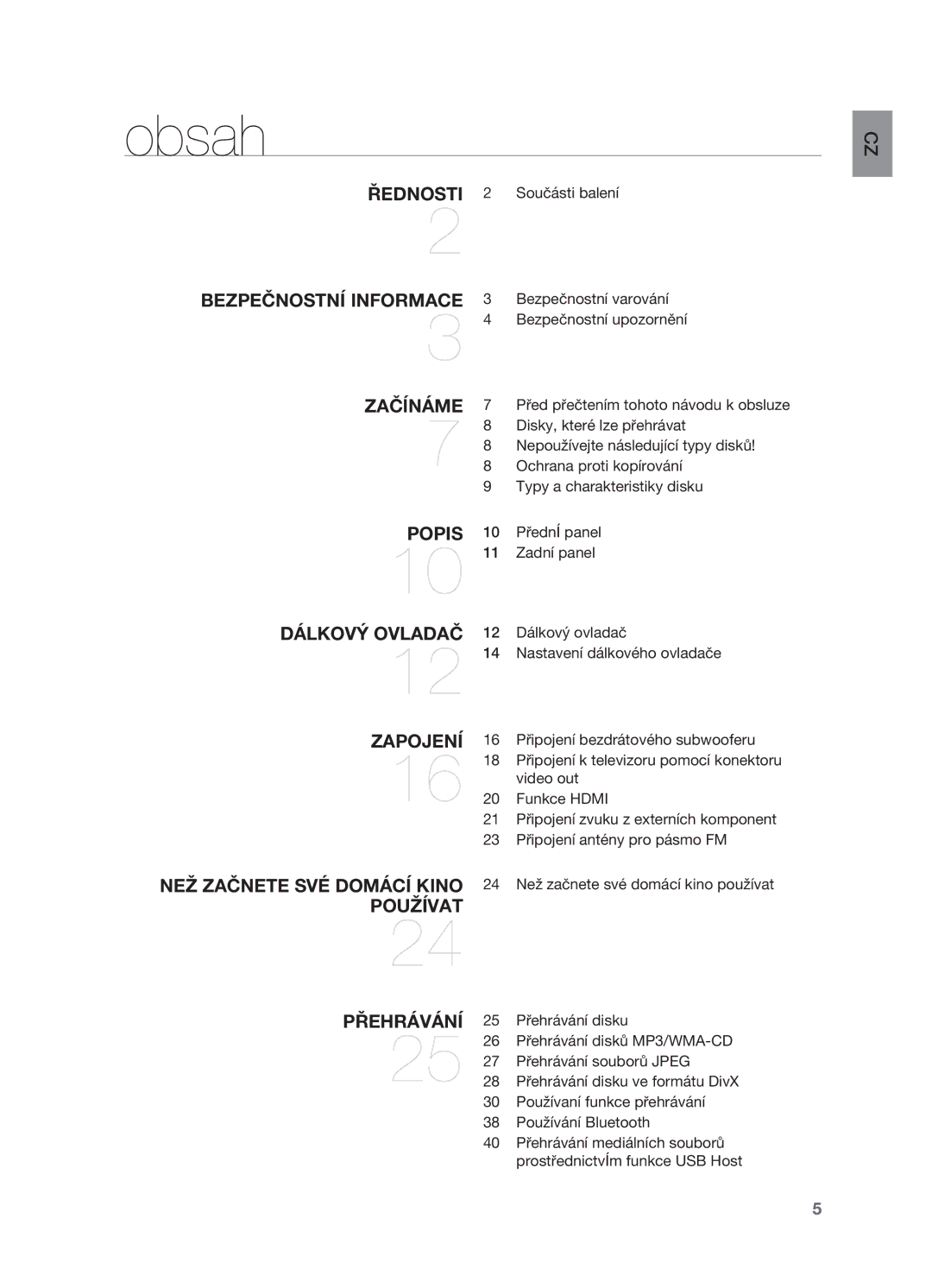 Samsung HT-X710T/EDC manual Obsah 