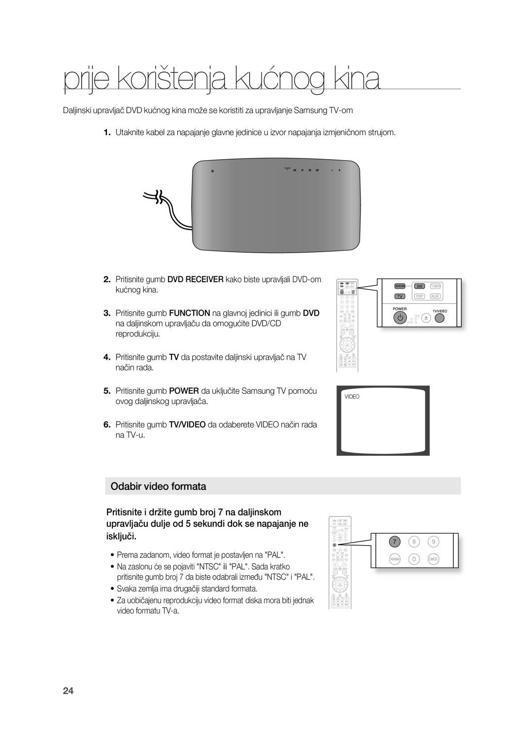 Samsung HT-X710T/EDC manual Prije korištenja kućnog kina, Ovog daljinskog upravljača 