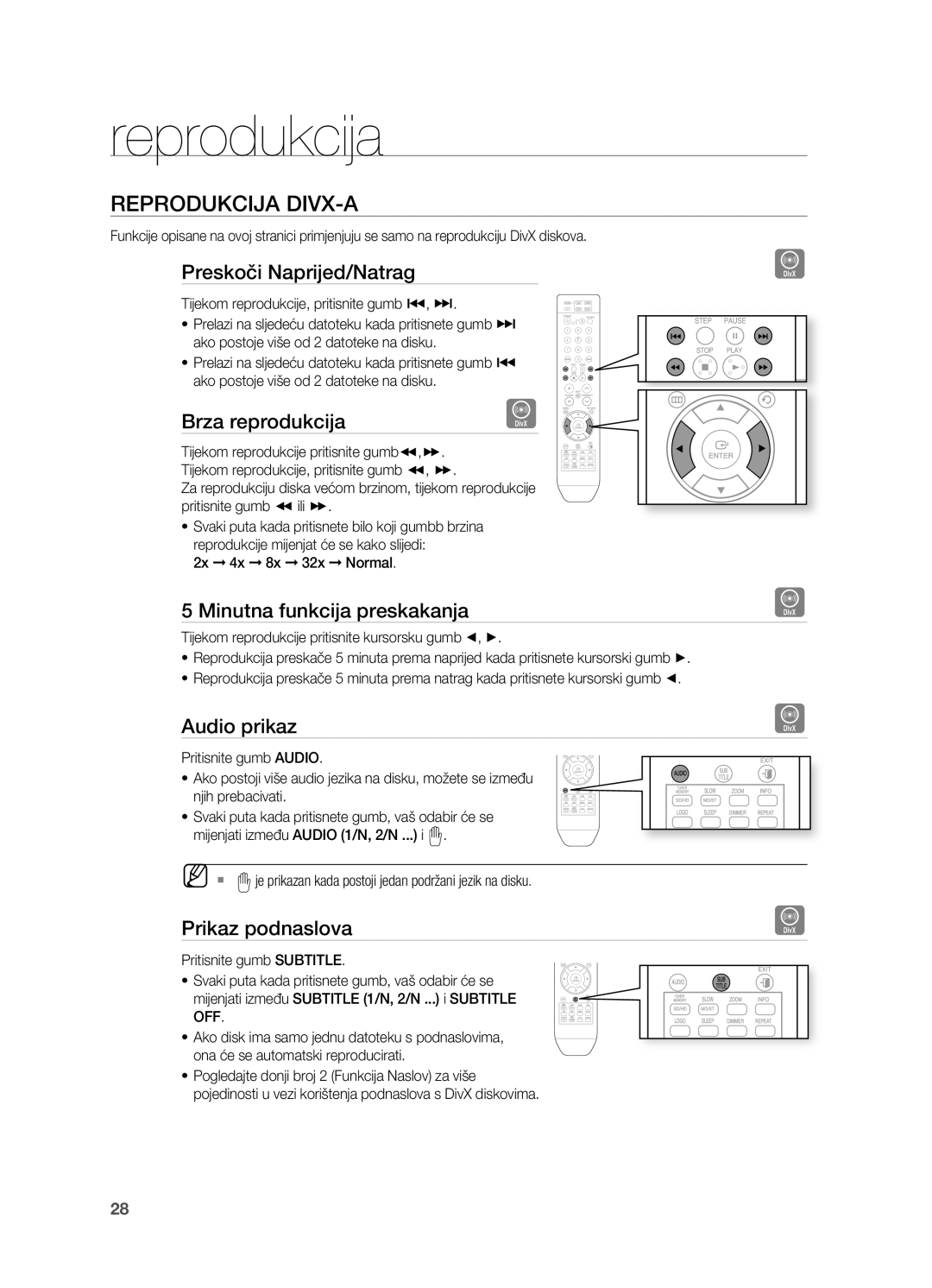 Samsung HT-X710T/EDC manual RepRoDUkCija DiVX-a 