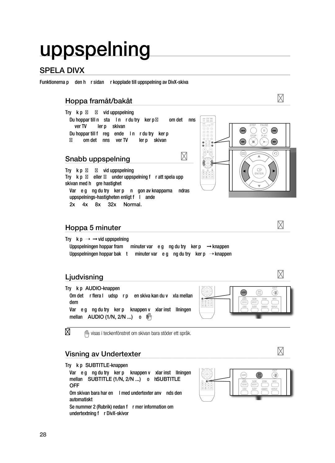 Samsung HT-X710T/XEE manual Spela Divx 