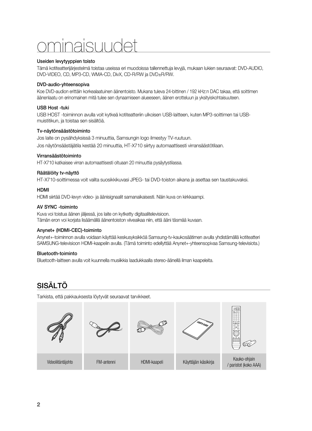 Samsung HT-X710T/XEE manual Ominaisuudet, Hdmi 