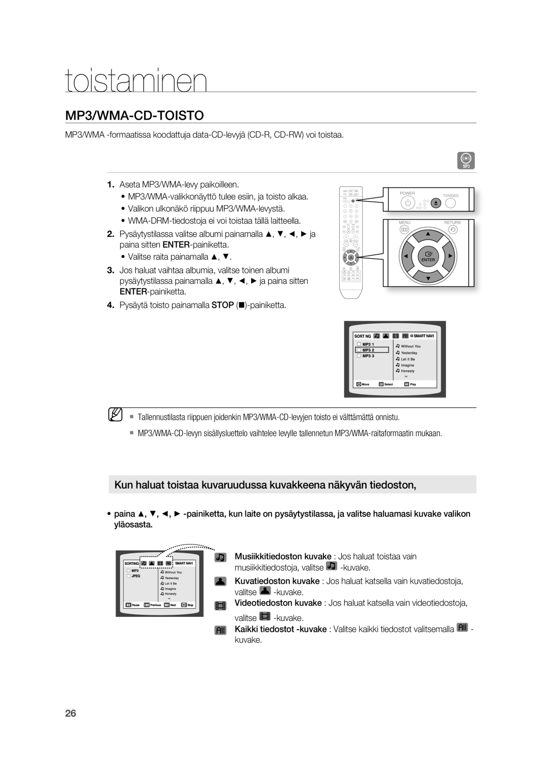 Samsung HT-X710T/XEE manual MP3/Wma-CD-tOiStO 