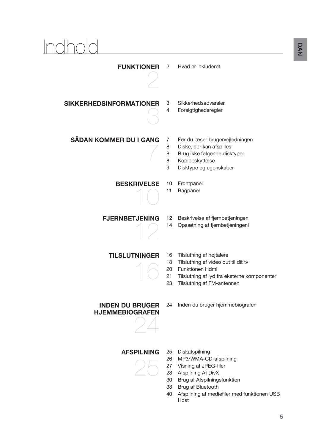 Samsung HT-X710T/XEE manual Indhold 