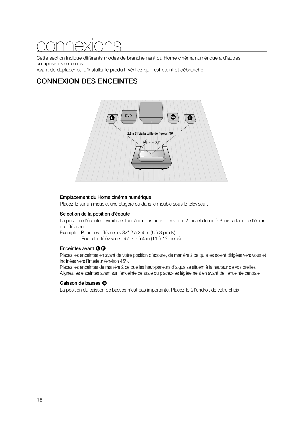 Samsung HT-X710T/XEF manual Connexions, Connexion des enceintes 