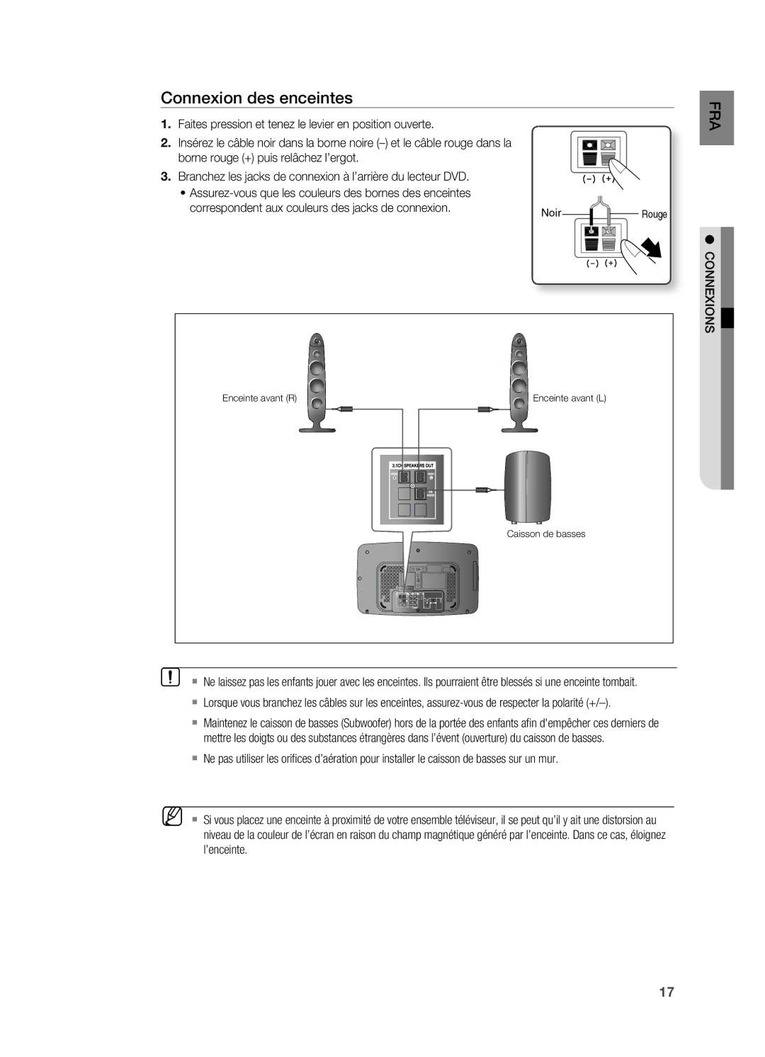 Samsung HT-X710T/XEF manual Connexion des enceintes, CONNExIONS 