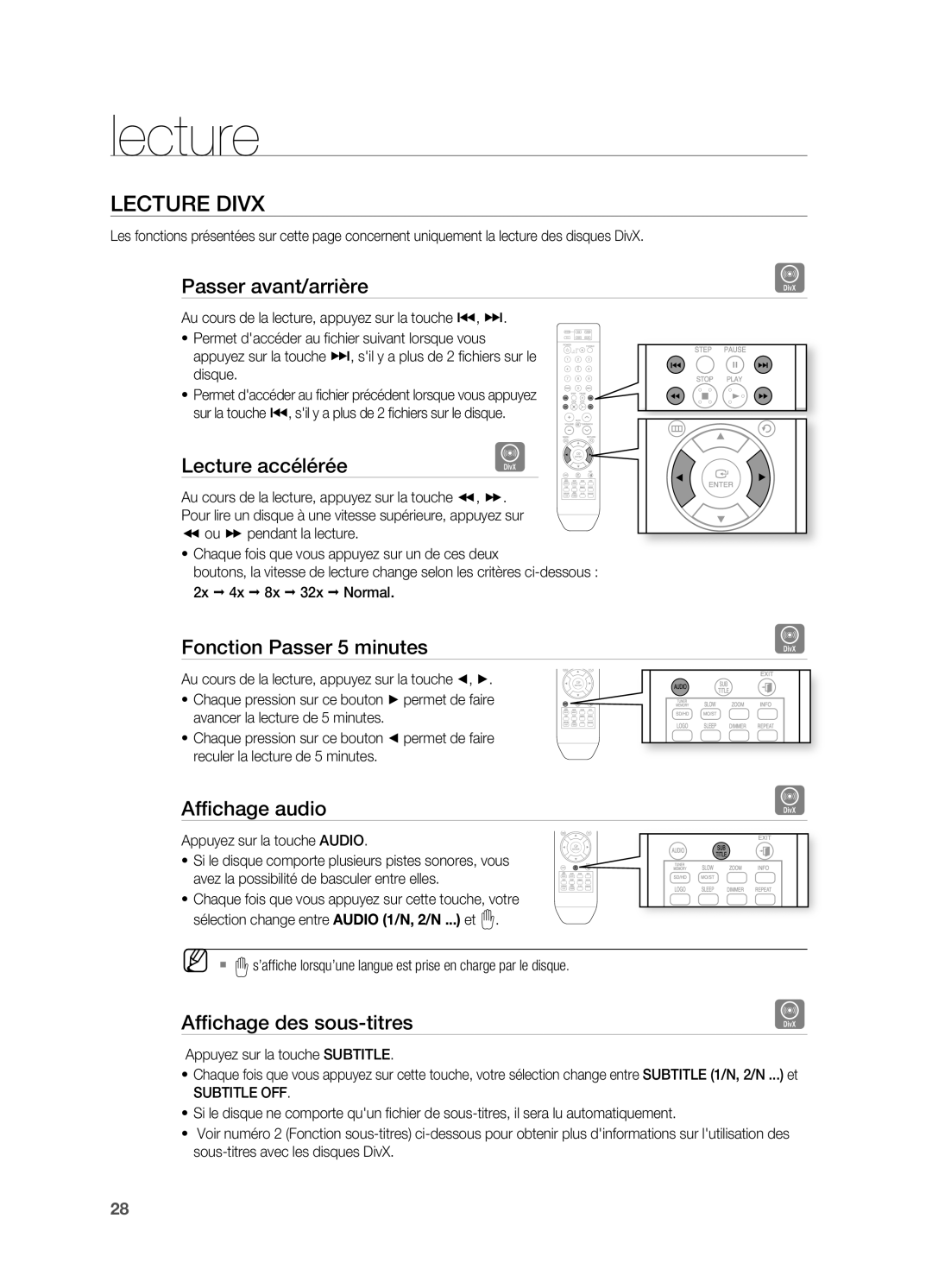 Samsung HT-X710T/XEF manual LeCture divX 