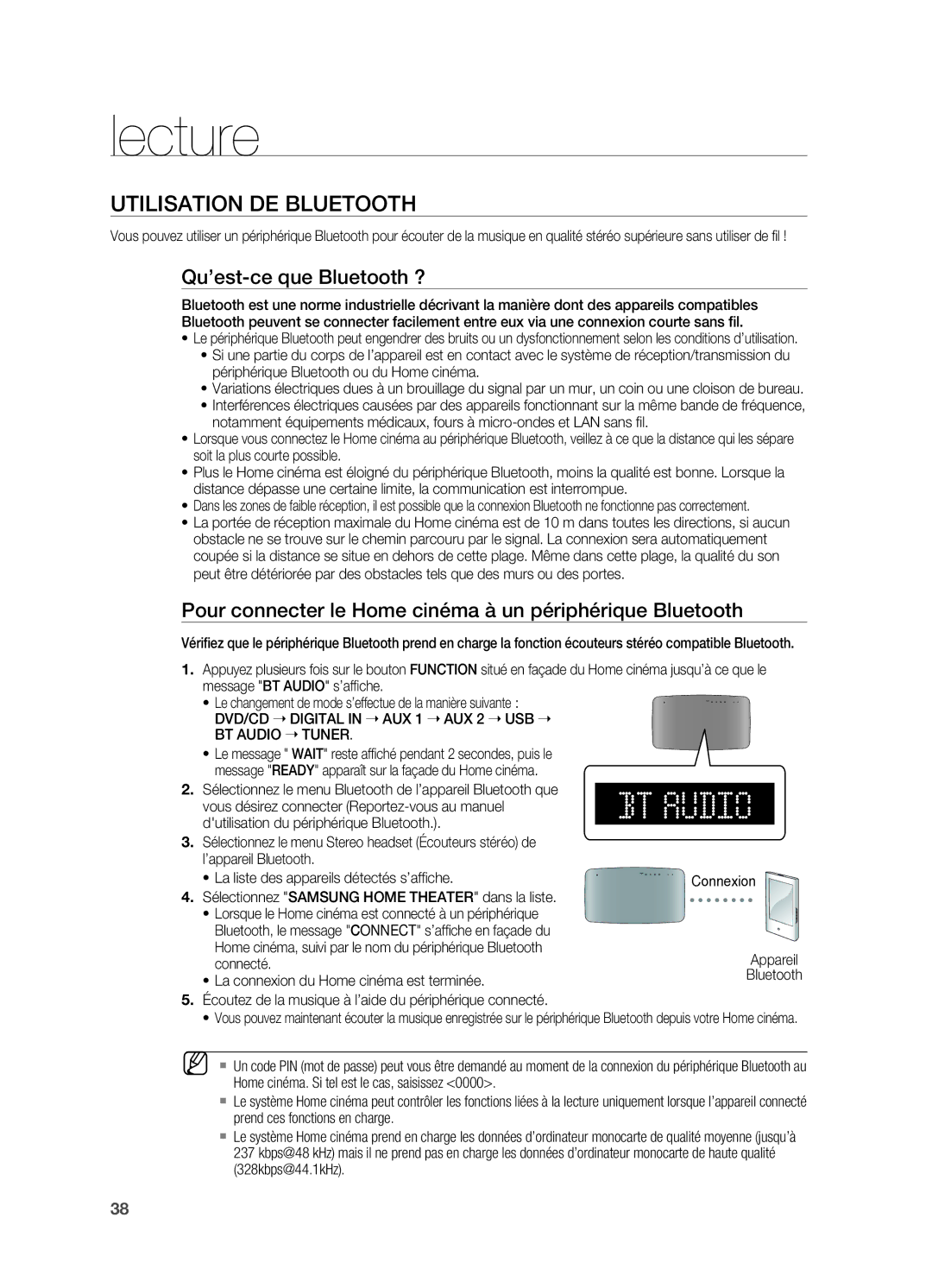 Samsung HT-X710T/XEF manual Utilisation de Bluetooth, Qu’est-ce que Bluetooth ?, BT Audio  Tuner 