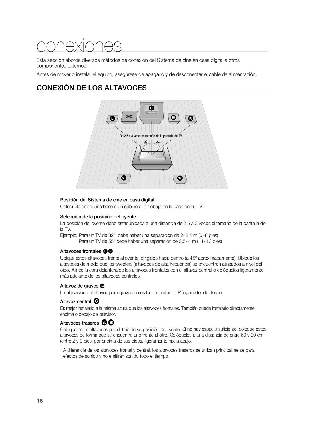 Samsung HT-X715T/EDC, HT-X715T/XET manual Conexiones, Conexión de los altavoces 