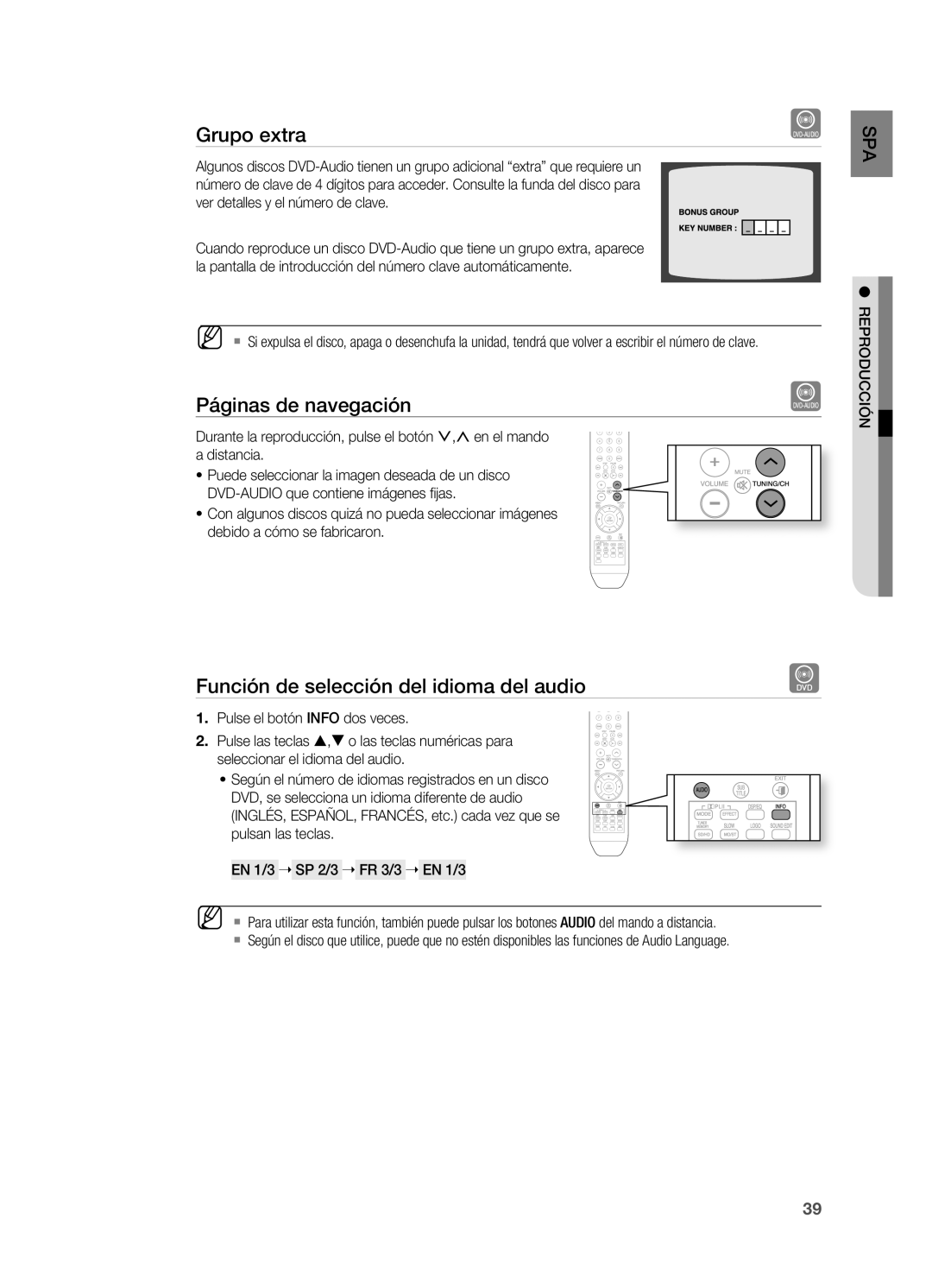 Samsung HT-X715T/XET, HT-X715T/EDC manual Función de selección del idioma del audio, Pulse el botón Info dos veces 